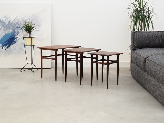 stoliki kawowe Komplet trzech stolików, lata 60, duński design, produkcja: Dania
