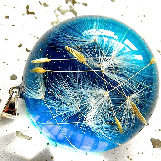 Turkusowy wisior z nasionami dmuchawca Grol Jewellery