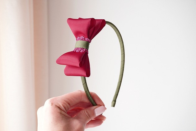 ozdoby do włosów dla dzieci Świąteczna opaska BORDOWA kokardka do włosów