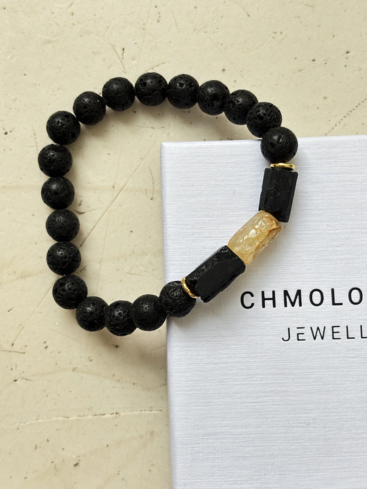 biżuteria męska Bransoletka męska Cytryn i Turmalin