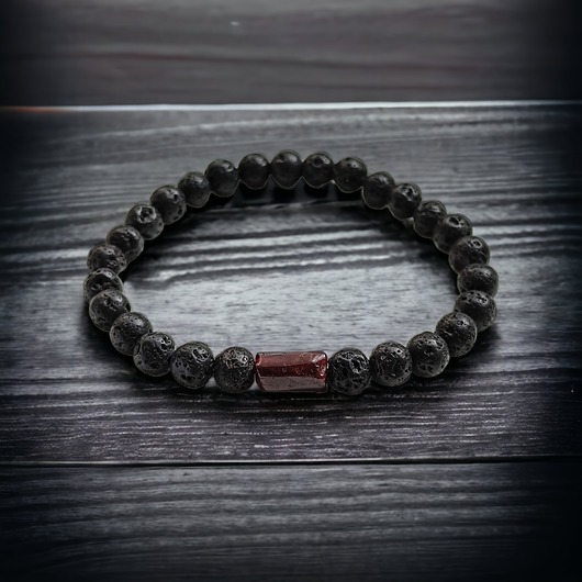 biżuteria męska Męska : granat & lawa : energia, ochrona