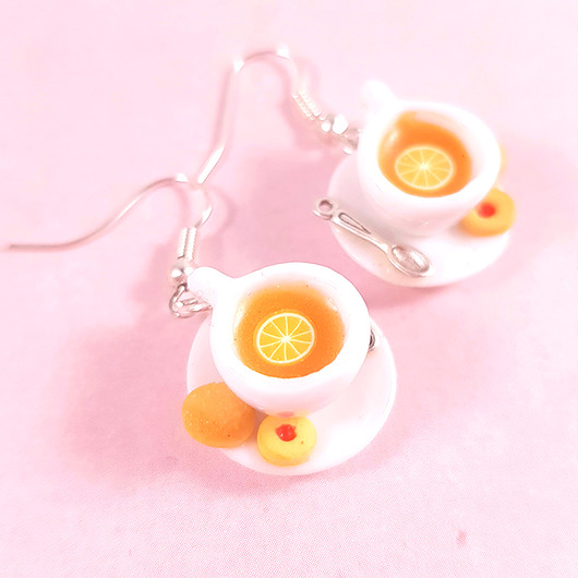 Herbata z cytryną kolczyki stal srebro Lemon Lovely