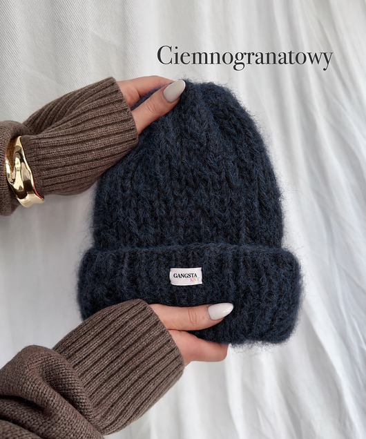 czapki damskie Puszysta czapka Cloud wełna merino alpaka *ciemnogranatowy*