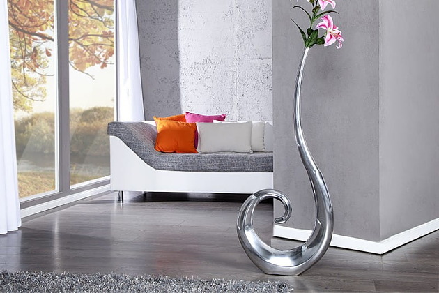 Wazon srebrny duży 106cm aluminium Home Design