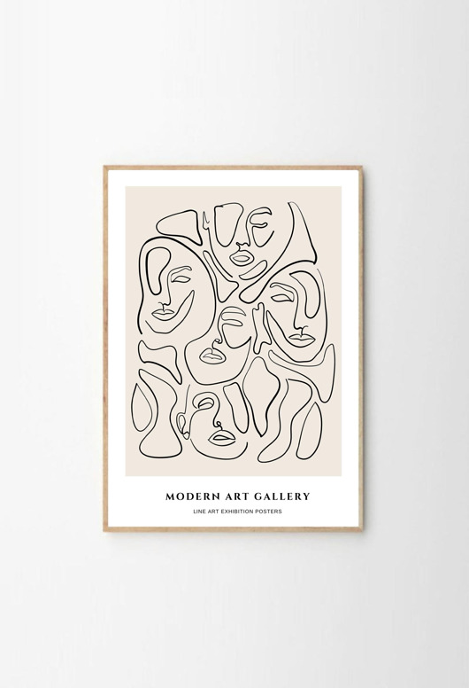 grafiki i ilustracje PLAKAT line art, szkic, twarz, abstrakcyjny