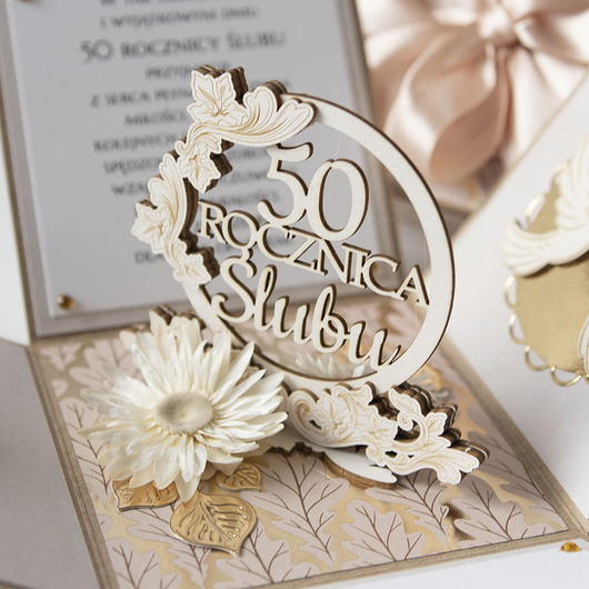 kartki scrapbooking 50 rocznica ślubu, złote gody, exploding box