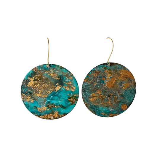 kolczyki z miedzi Kolczyki Błękitna planeta  4 cm