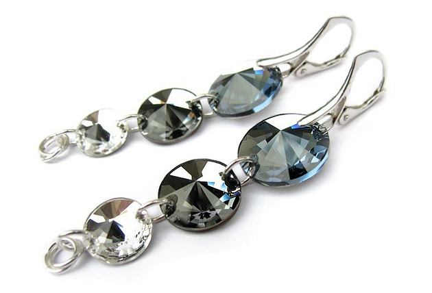kolczyki swarovski Kolczyki srebrne-Denim at Night-Kryształy Swarovskiego