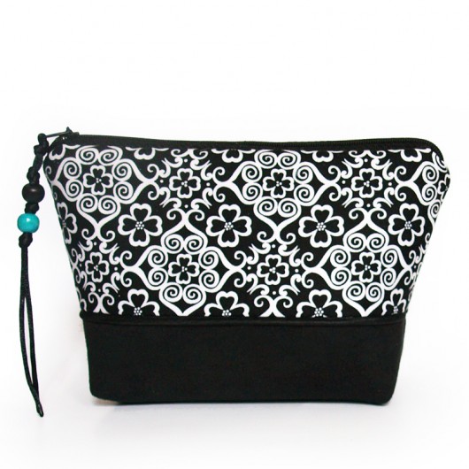 kosmetyczka - black&white - kwiaty i ornamenty S MOONAXA