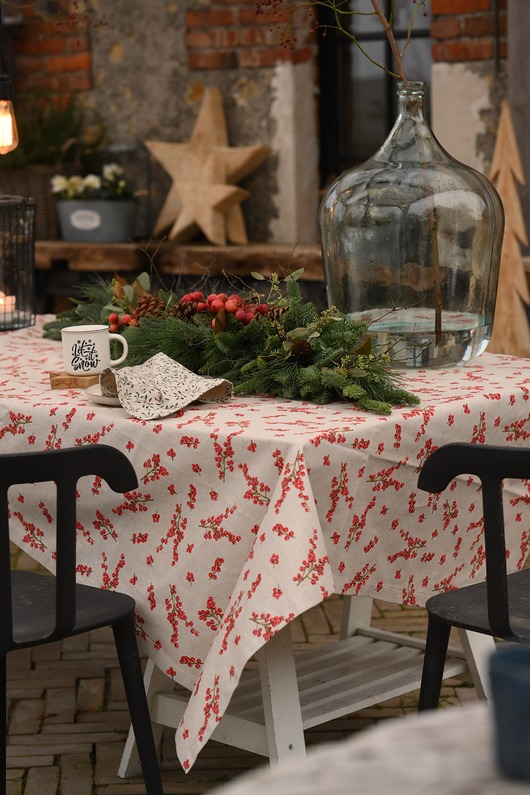 obrusy i serwetki Świąteczny obrus z motywem głogu
