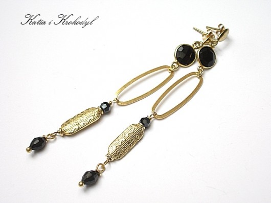  Black & gold - kolczyki Katia i krokodyl