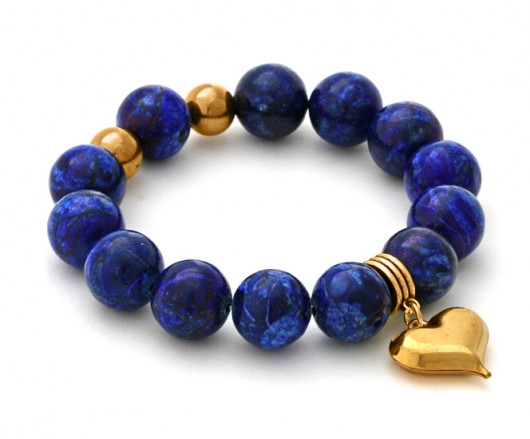 Cornflower marble with heart pendant. Lavoga