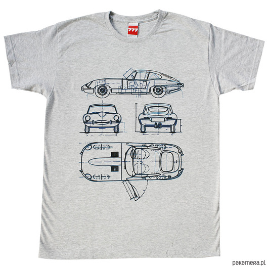 t-shirty męskie Koszulka JAGUAR E-TYPE GRAY tshirt