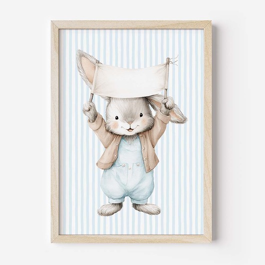 obrazy i plakaty do pokoju dziecięcego Plakat Na Ścianę Dla Chłopca Niebieskie króliczki nr. 10