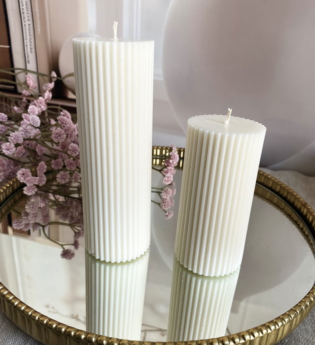 świeczniki i świece Komplet dwóch świec ekologicznych sojowych dekoracyjnych "Linea"