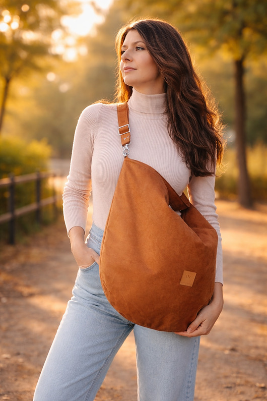 torby na ramię Zamszowy worek hobo Brązowy