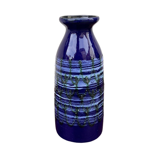 wazony Kobaltowy ceramiczny wazon Strehla Keramik, Niemcy lata 60.