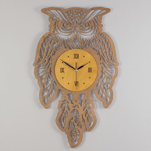 zegary DEKORACYJNY, AŻUROWY ZEGAR ŚCIENNY, SOWA, ŁAPACZ SNÓW,BOHO DESIGN, Bejca
