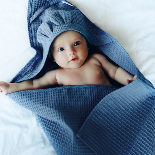 przewijaki i ręczniki dla dzieci Okrycie Kąpielowe z Kapturkiem Ręcznik Bawełna 75x75cm NAVY od BabyU