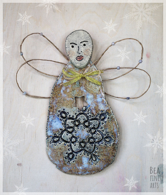 figurki i rzeźby Rustykalny Anioł ceramiczny #6