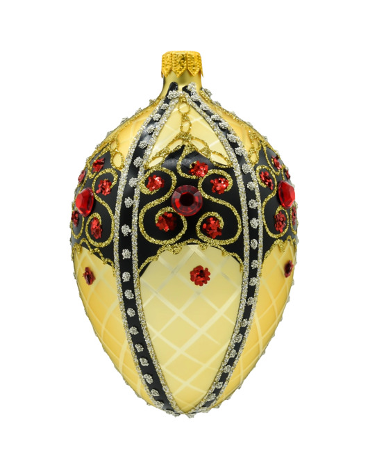 ozdoby choinkowe Bombka choinkowa: Ekskluzywne jajo Faberge z czarnym ornamentem: złote