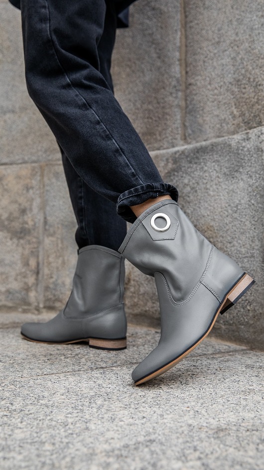 BOTKI ZA KOSTKĘ - SKÓRA NATURALNA - MODEL 270 - SZARY LICO Zapato
