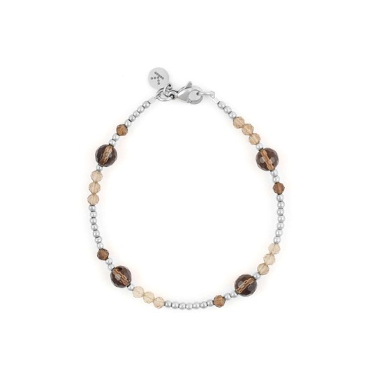 bransoletki z kamieni naturalnych Bransoletka z kroplami Kwarcu Dymnego - wersja srebrna