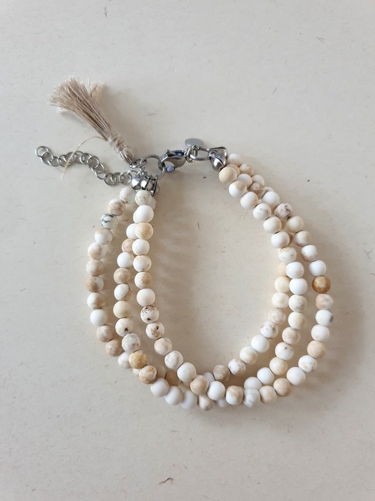 bransoletki z kamieni naturalnych Bransoletka TRIO howlit kremowy