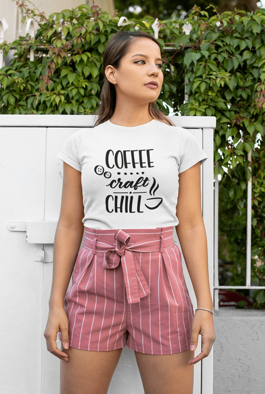 koszulka damska z napisem coffee craft chill EvienArt
