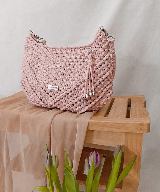 torby na ramię Torebka ze sznurka bagietka - różowa (rosa)