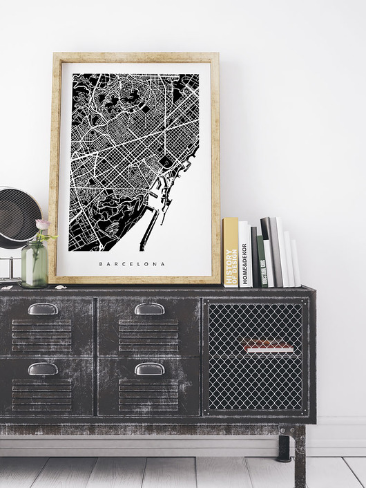 PLAKAT BARCELONA - B2 - MAPA MIASTA PLAKATY GEOMETRYCZNE