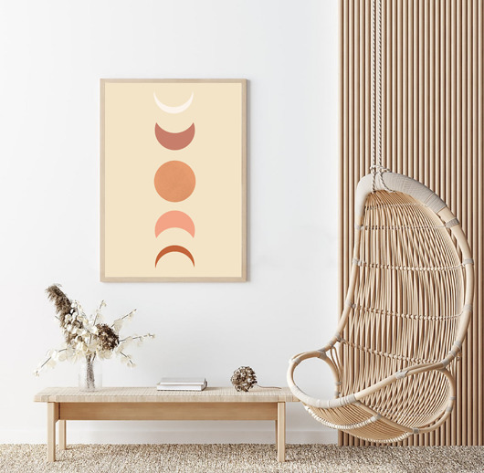 grafiki i ilustracje PLAKAT grafika księżyc fazy księżyca boho