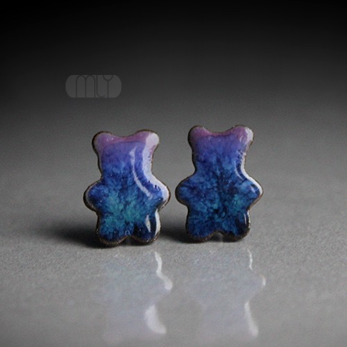 kolczyki ceramiczne Misiaczki/stal chirurgiczna/