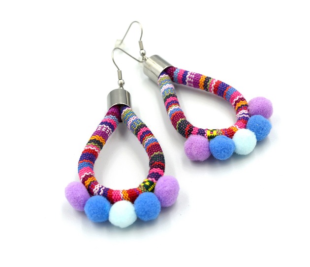 kolczyki - inne Kolczyki boho MASAYAS POMPONS