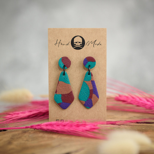 kolczyki z masy plastycznej Kolczyki Zuza - fioletowo-brązowe