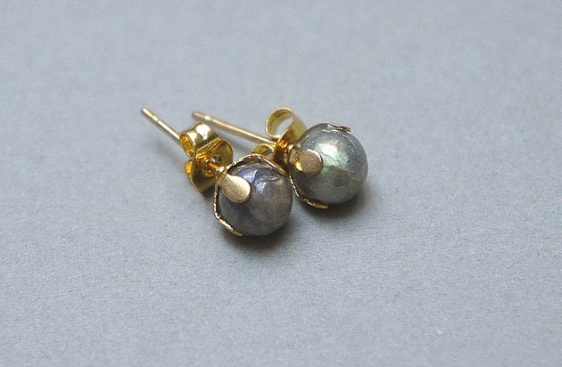kolczyki z kamieniami Dots - Labradoryty mystic vol. 5 /alloys collection/ - sztyfty