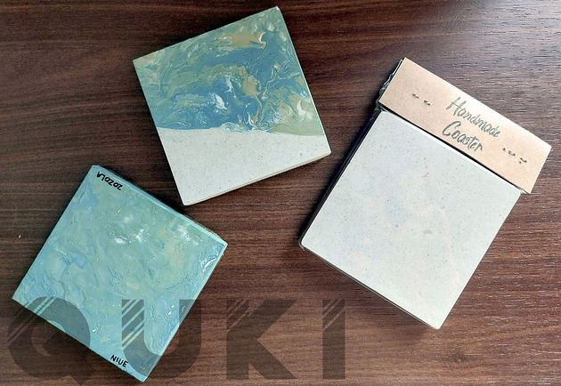 podkładki do kuchni Handmade Ceramic WhiteCopperWave coaster,2in1Candle Holder