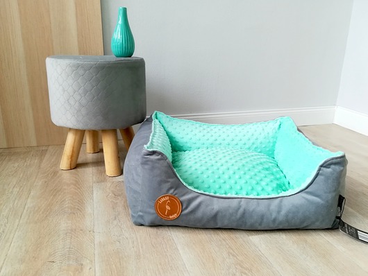 Legowisko CEZAR 60cm/50cm velvet + miętowy minky LAUREN design