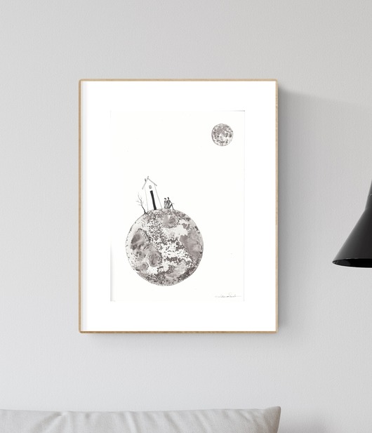grafika 21X30 cm wykonana ręcznie MiniMalArt