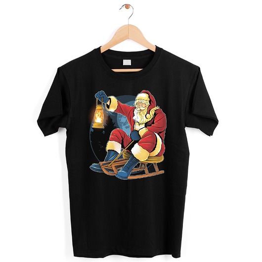 t-shirty męskie Koszulka organiczna z nadrukiem Mikołaj