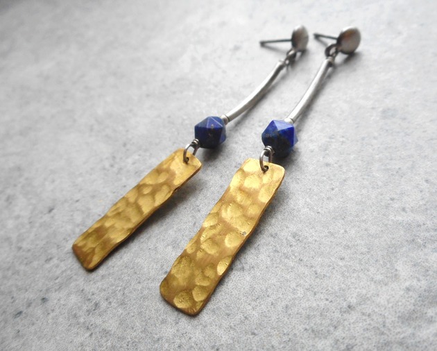 kolczyki z kamieniami Kolczyki lapis lazuli
