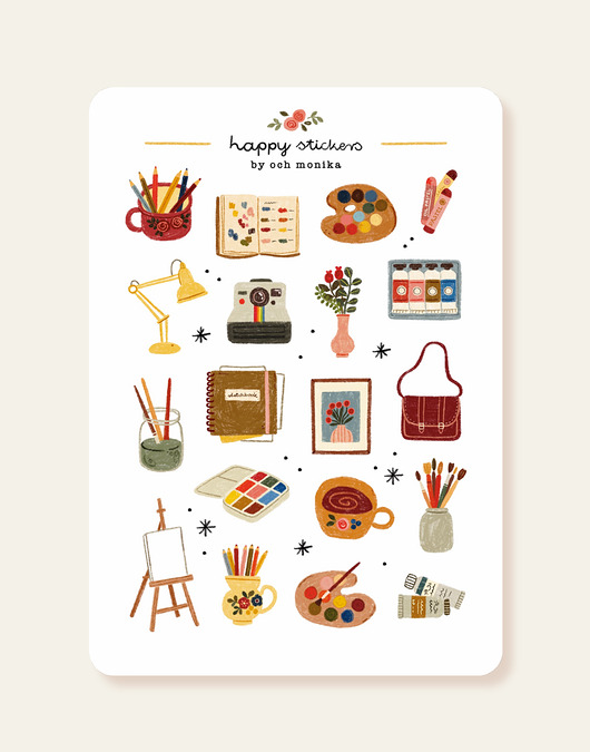 naklejki i wlepy Kącik artysty - arkusz papierowych naklejek A6