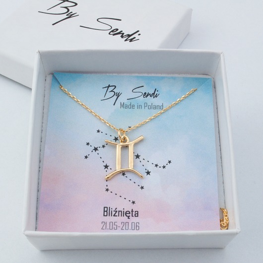 srebrne naszyjniki Naszyjnik pozłacany bliźnięta znak zodiaku