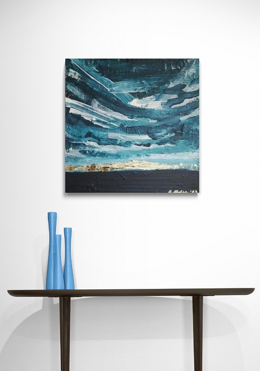obrazy Obraz ręcznie malowany na płótnie 29x29 cm - abstrakcyjny pejzaż