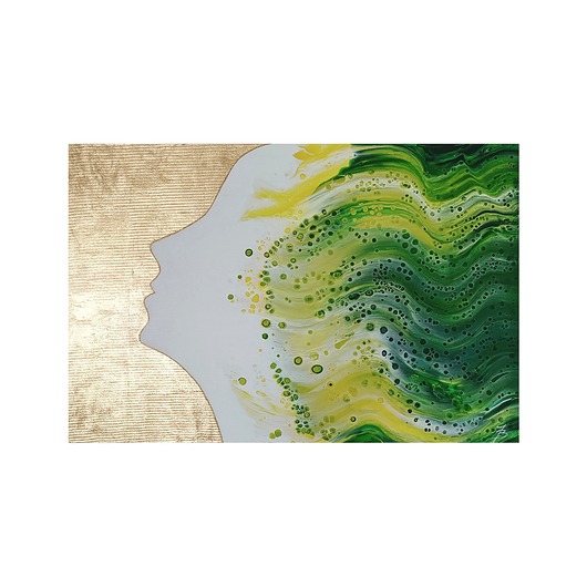 obrazy JOY III 60x90  Kobieta Ręcznie malowany złoto i zieleń nowoczesna abstrakcja
