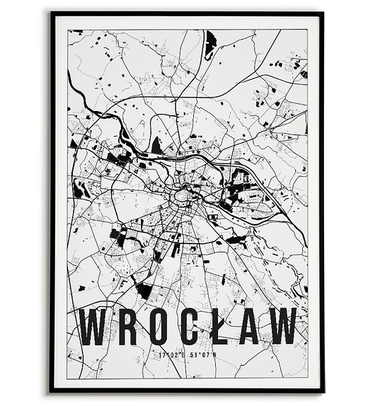 plakaty Plakat miasto POLSKA - WROCŁAW 2 obraz MAPA