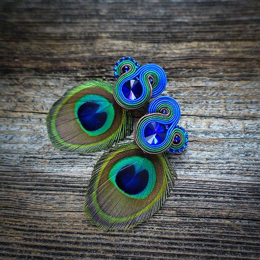 kolczyki soutache Peacock Eye-kolczyki soutache