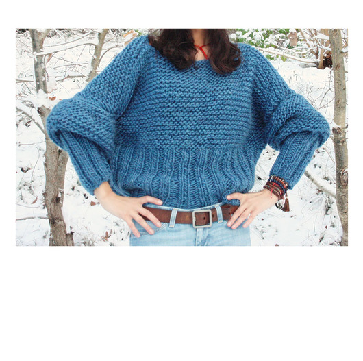 swetry damskie  Niebieski sweter handmade moher z wełną
