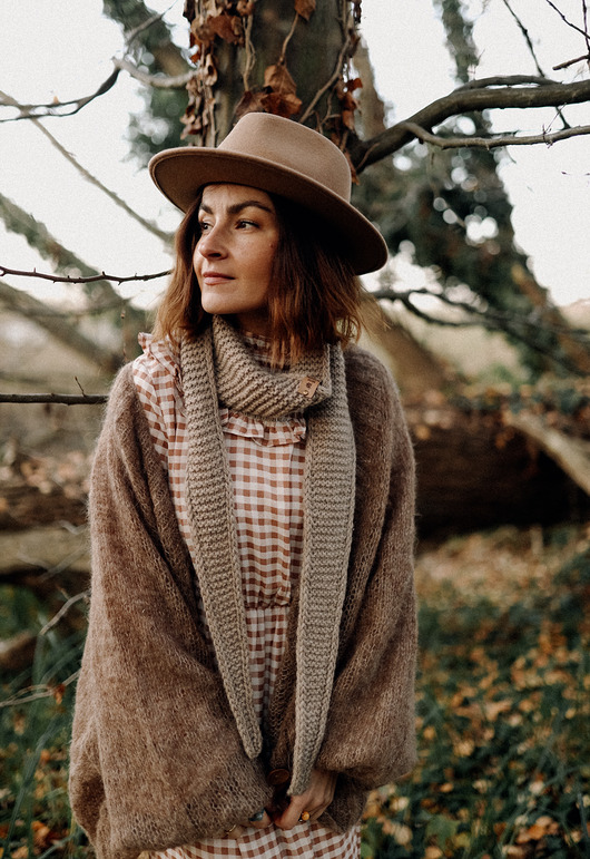 szale damskie Szalik zwężany Alpaka i wełna naturalna