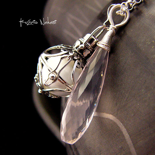 wisiory Przywoływacz Aniołów - Rose Quartz Srebro